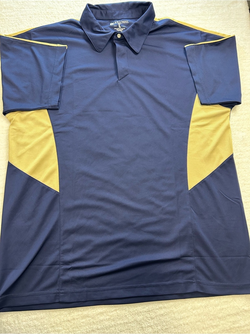 Holloway Shark Bite Polo Men’s L Navy Vegas Gold Performance